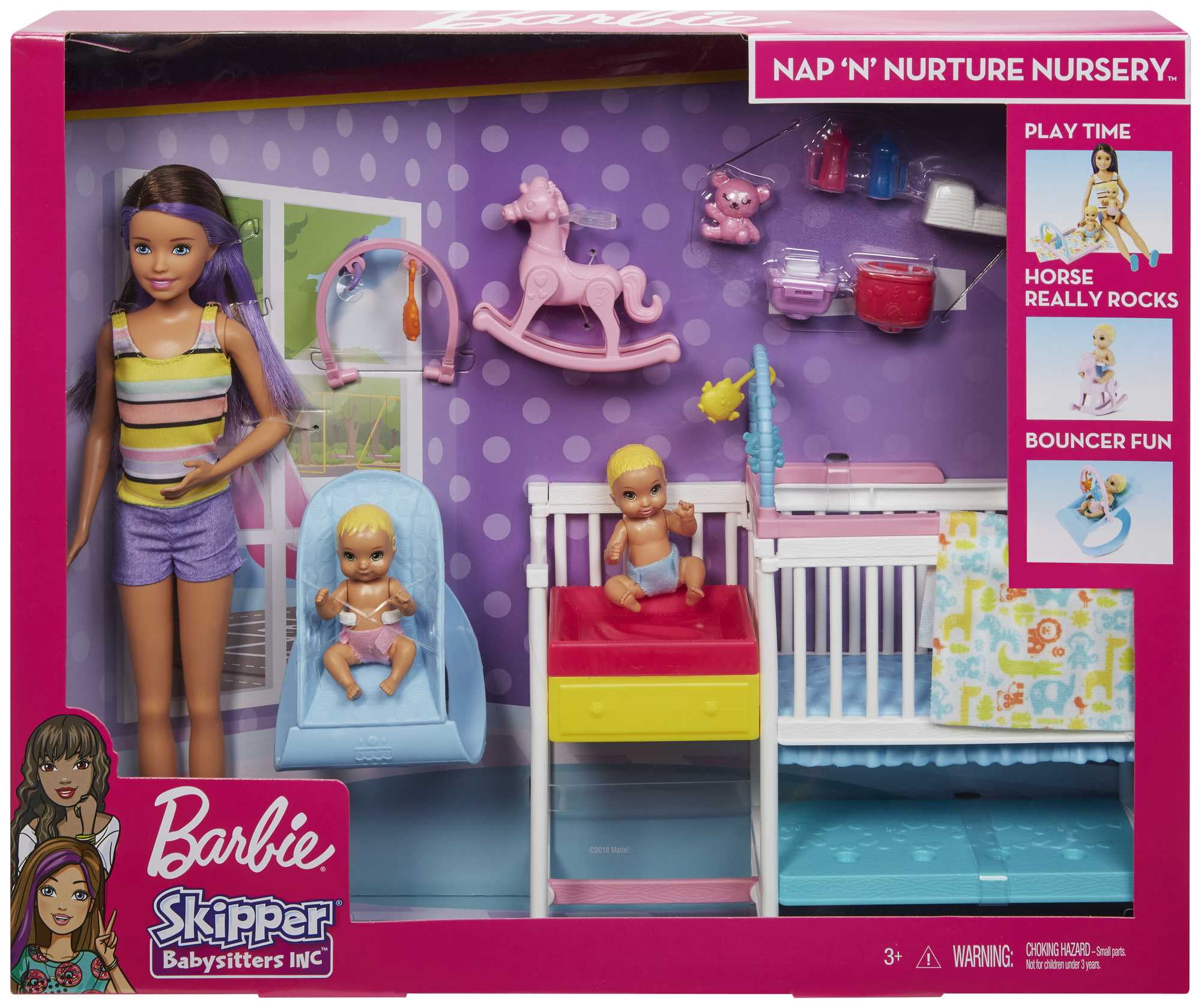 Coffret Barbie Babysitter Poupée Skipper et lit MATTEL GHV88