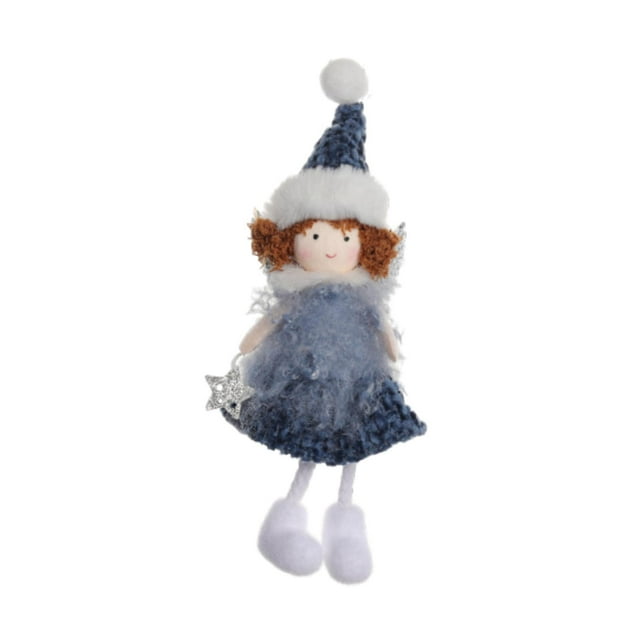 Adorno colgante Macarena muñeco de ángel peluche decoración navideña azul