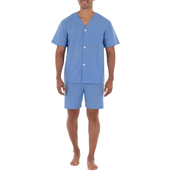 Fruit of the Loom mens Broadcloth Short Sleeve Pajama Set