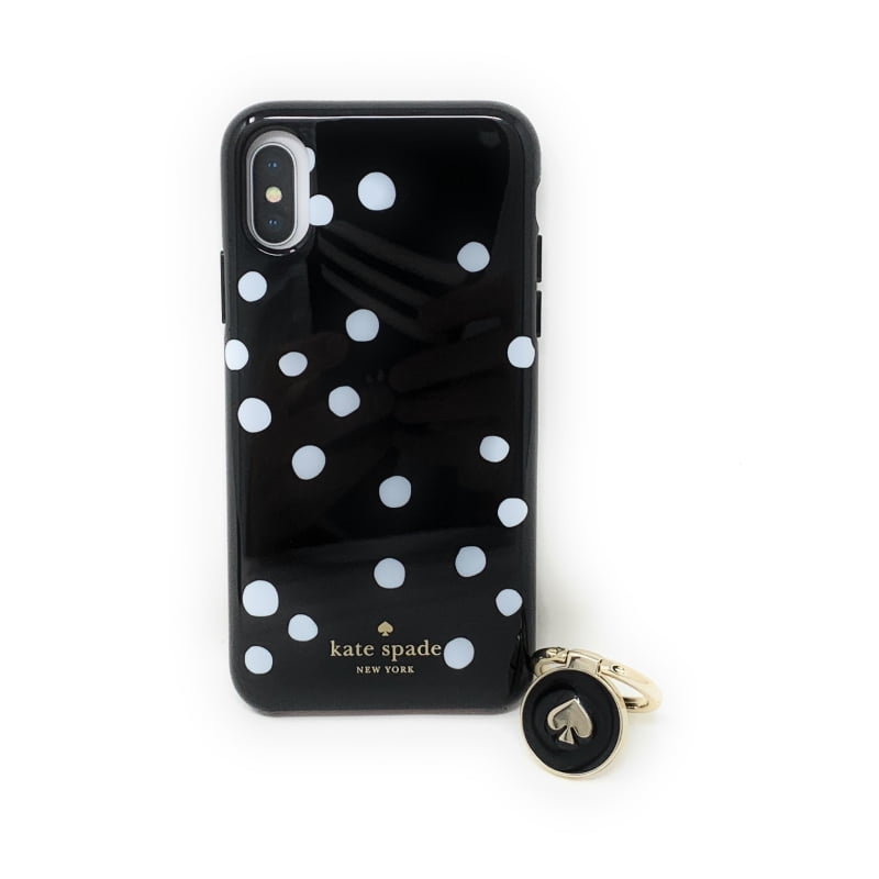 Kate Spade New York Ring Stand Polka Dots Resin iPhone XR Case, Black