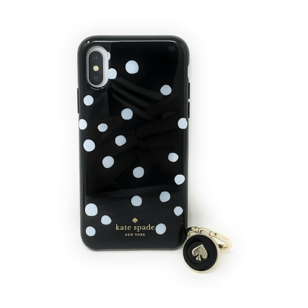 Kate Spade New York Ring Stand Polka Dots Resin iPhone XR Case, Black