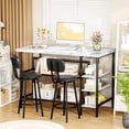 Kitchen Island with Storage Dining Table for 2 with 5 Shelves Faux ...