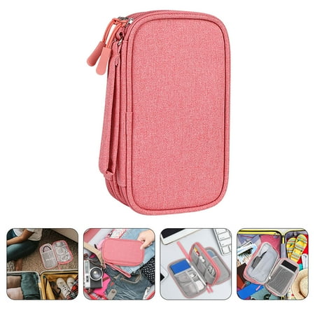 WHAMVOX Pink Electronic Organizer Bag for Travel with Oxford Cloth Material and Sponge Lining 7.87x4.72x1.97 Inches