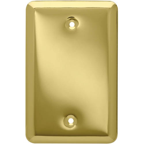 Franklin Brass Stamped Round Single Blank Wall Plate in Polished Brass