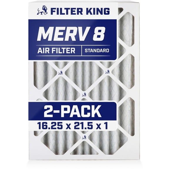 Filter King 16.25x21.5x1 Air Filter | 2-PACK | MERV 8 HVAC Pleated A/C Furnace Filters | MADE IN USA | Actual Size: 16.25 x 21.5 x .75"