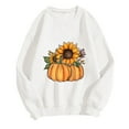 thumbnail image 2 of Cavosen Thanksgiving Day Womens Sweatshirts Crewneck Fleece Cute Funny Happy Pumpkin Sunflower Print Casual Orange Sweatshirts Long Sleeve Pullover Tops Grateful Fall Clothes, 2 of 3