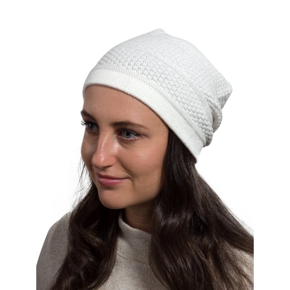 Candid White Slouchy Cotton Beanie All Season Adult Men Women