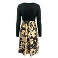 thumbnail image 7 of IROINNID Long Sleeve Dress for Women Mid-Length A-Line Dress Round-Neck Print Patchwork Knee-Length Dress,Khaki, 7 of 7