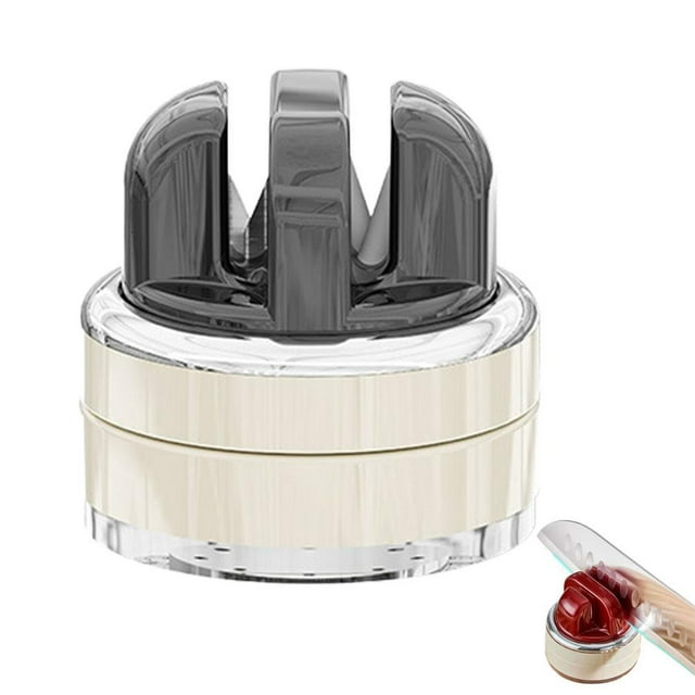 Hands-Free Kitchen Knife Sharpener with Suction Base, 2-Stage Tungsten & Ceramic Sharpening Tool for Pocket Knives, Cleavers, Fruit Knives, Scissors, Home Chef Blade Restorer