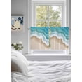 thumbnail image 4 of Half Window Curtain 36 Inches Long, Turquoise Ocean Window Treatment Curtain Drapes, Gradient Brown Shore Sandy Beach Abstract Small Tier Curtains for Bathroom Over Sink, 27.5"x36", 2 Panels, 4 of 7
