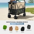 thumbnail image 6 of Double Decker Folding Wagon, 2-Tier Heavy Duty Utility Cart with 440lbs Capacity, 320L Extra Large Collapsible Wagon with All Terrain Wheels for Camping, Beach, Grocery, Brown, 6 of 7