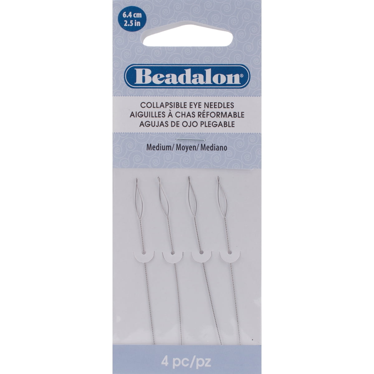 4 pcs Beadalon® Collapsible Eye Needles Extra Fine Size 6.4cm Length