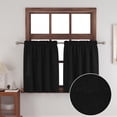 thumbnail image 2 of SHILIU-Small Tiers 2 Pack Faux Linen Textured Black Kitchen Short Small Mini Window Curtains Valance 36 inches Length Privacy Home Decor Classic Cafe Basement Living Room/Bedroom 34W by 36L Rod Pocke, 2 of 4