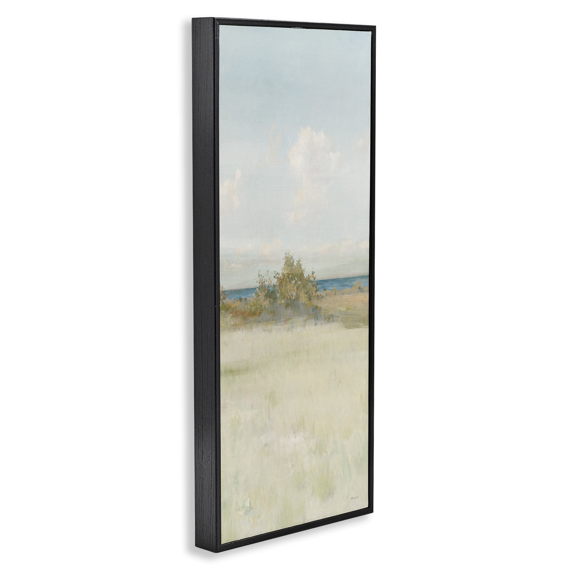 Stupell Industries Vegetation on Beach Landscape Painting Black Framed Art Print Wall Art, 10 x 24