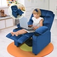 thumbnail image 2 of Infans Kids Youth Recliner Chair Velvet Fabric w/Cup Holder & Side Pocket Blue, 2 of 7