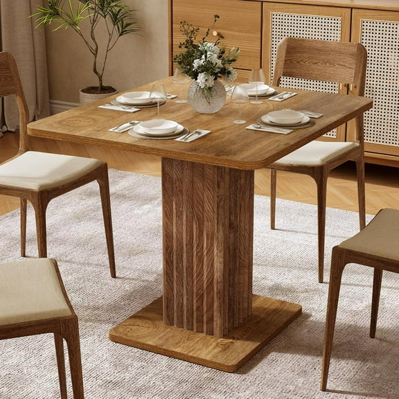 Finmind 39" Square Dining Table for 4, Farmhouse Small Kitchen Table for Dining Room, Natural
