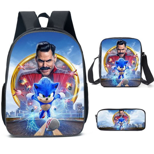 Sonic Schoolbag Three-piece Set For Primary School Students, Cartoon Backpack For Teenagers-week