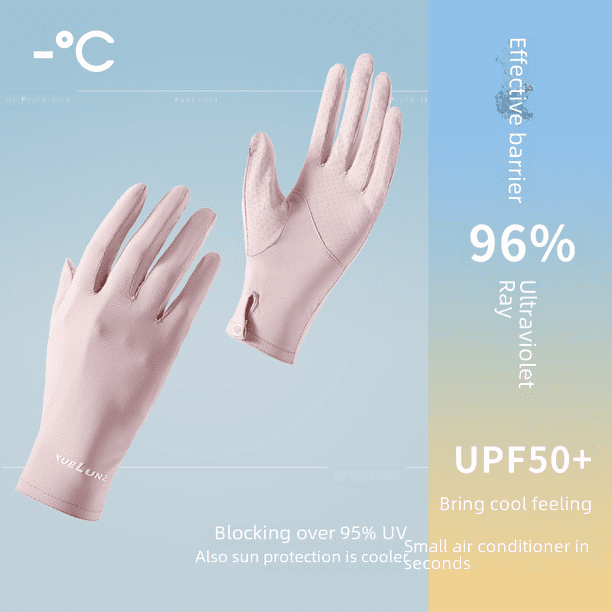 Guantes de protección solar anti-ultravioleta con sensación fresca de seda helada de verano UPF50 + para mujer, protectores solares de viaje de verano, negros, con absorción de humedad y secado rápido