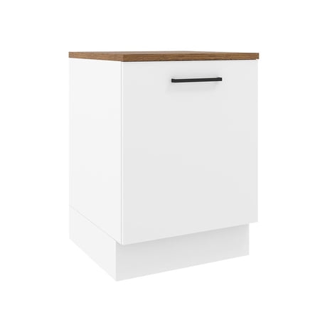 Madesa Hazel Kitchen Storage Base Cabinet with Adjustable Feet and an Internal Shelf 23 Inch Wide Engineered Wood Slab Doors Painted Finish Floor Mount Removable Plinth - White