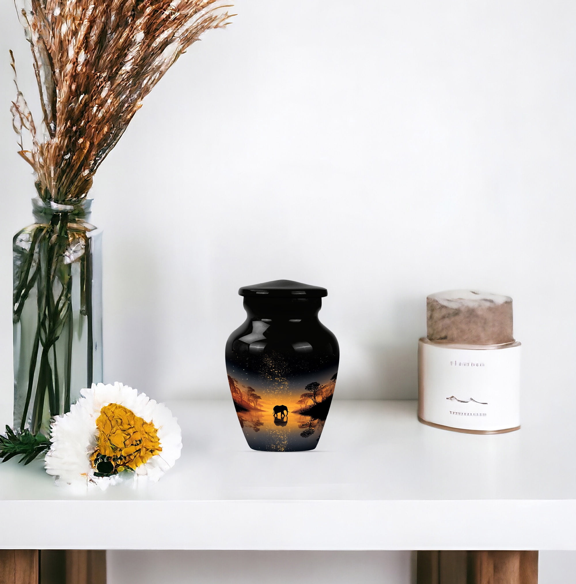 Elephan Funeral Urn For Human Ashes Men & Women, Decorative Urns For Male & Female Ashes, Small Keepsake Cremation Urns For Adult Men (Size-3 Inch 4 Pcs)