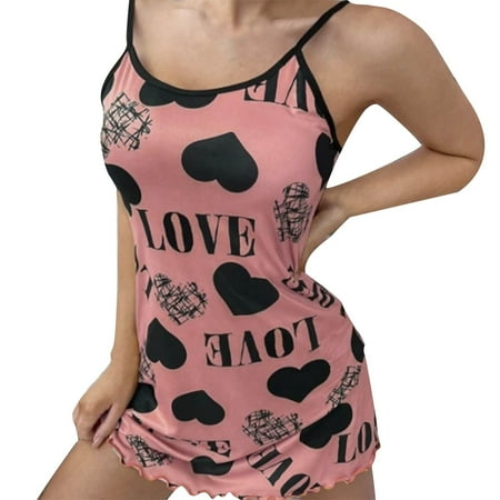 Midwennn Women s Suspender Home Clothes NightgownSoft Printed Pajama NightgownSexy Slim Sling Pajama Dress Sling Dress Women Sexy Lingerie plus Size Sexy Lingerie Nightgownwith Garter Belt