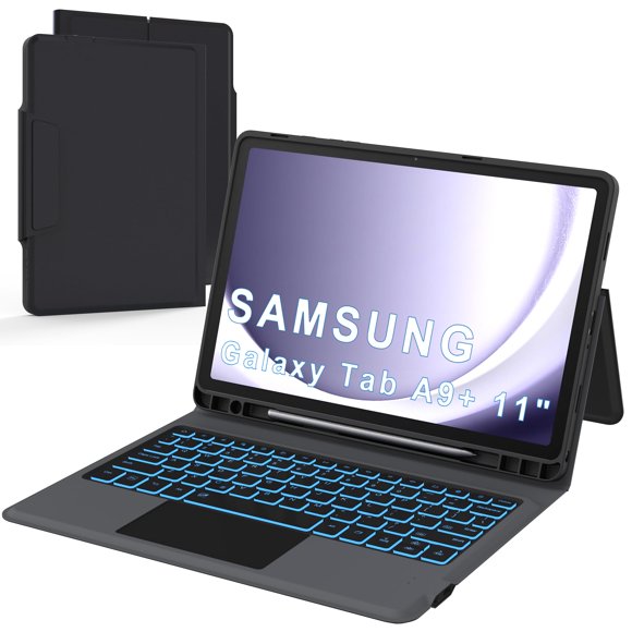 Funda Teclado ROOFEI para Galaxy Tab A9+/A11+ 11" con Retroiluminación