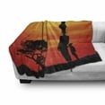 thumbnail image 3 of African Soft Flannel Fleece Throw Blanket, Rural Countryside Landscape Mother and Child at Sunset Tree Print, Cozy Plush for Indoor and Outdoor Use, 60" x 80", Scarlet Yellow and Black, by Ambesonne, 3 of 6