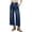 Navy blue, variant on High Waist Women Elastic Waist Casual Ankle Capris Straight Denim Pants Drawstring Jeans