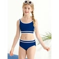 thumbnail image 6 of Usaibhir Girls Swimsuit Two Piece High Waist Athletic Piping Girls Bathing Suit Cute Fashion Classic Bikinis Set Kids Swim Suits 9-15T, 6 of 8