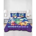 thumbnail image 2 of Twin Quilt Bedding Set, Funny Dinosaur Reversible Summer Quilt 3 Pieces, Cute Dino Purple Cartoon Boys Girls Children Lightweight Bedspreads Coverlets with 2 Pillow Shams for All Seasons, 2 of 5