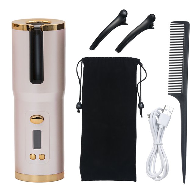 Graflsoa Smart USB Hair Curler with Adjustable Temperature 150-200℃, 5000mAh Battery, Pink - Auto Shutoff, Portable & Cordless Styling Tool