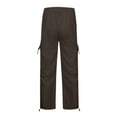 thumbnail image 5 of WULMLEO Women's Drawstring Elastic Waist Loose Pants Casual Flap Pocket Cargo Pants Trousers Brown M, 5 of 5