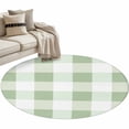 thumbnail image 2 of Sage Green Plaid Round Area Rug 3.3 FT, Non Slip Small Entryway Kitchen Mat, Spring Farmhouse Buffalo Checkered Washable Soft Circular Rug Non-Shedding Door Mat for Bathroom Playroom Kids Room, 2 of 9