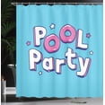 thumbnail image 3 of Ambesonne Pool Party Shower Curtain, Cartoon Lettering, 69"Wx84"L, Deep Sky Blue Pink, 3 of 4