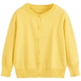 thumbnail image 4 of Lightweight Sweater Cardigan for Women Knitted Crew Neck Long Sleeve Button Down Coat Trendy Casual Comfy Clothes (XL, Yellow), 4 of 7