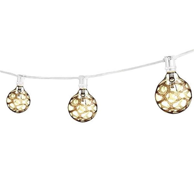 Bulbrite 25- Black White String Light with 15 Marble G16 Bulbs