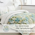 thumbnail image 2 of Green Essen 3 Pcs Yellow Blue Floral Bedspread King Green Leaves Microfiber Quilts, 2 of 7