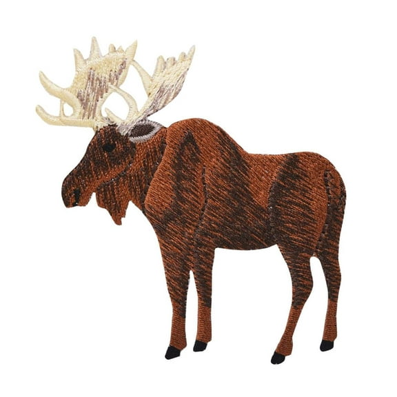 Large - Moose - Full Body - Facing Left- Iron On Embroidered Patch