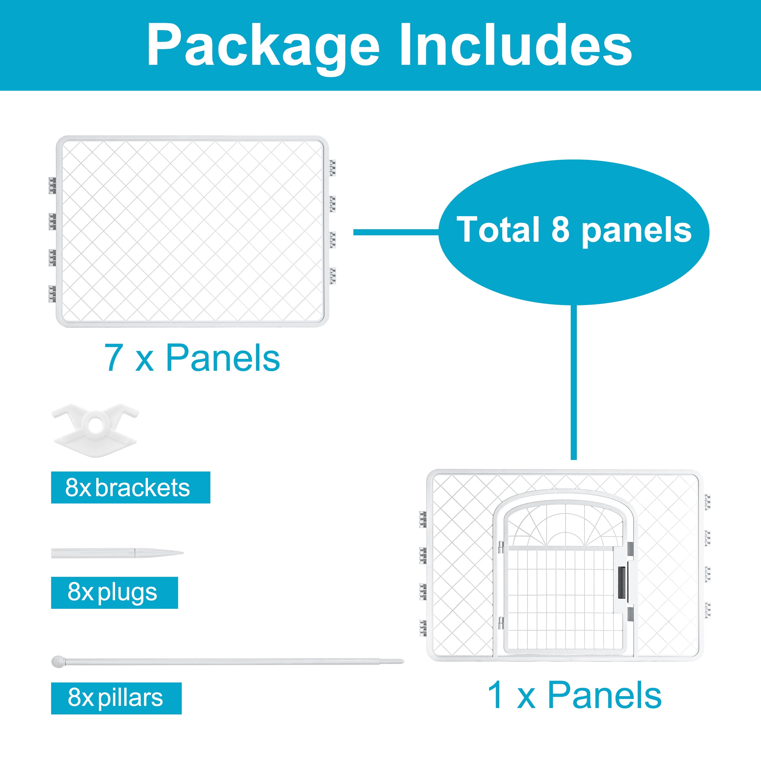 Vibrant Life 8-Panel Plastic Playpen for Dogs, White, 24"