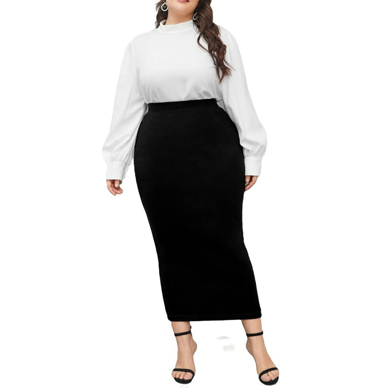 Women's High Slim Fit Long Pencil Skirt Slim Bodycon Skirts with Plus Size 0XL Walmart.com