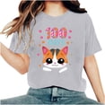 thumbnail image 1 of Camisetas de Cuello de Tripulación de Manga Corta para Mujeres Carta Impresa Camiseta 95% Poliéster 5% Spandex, Manga Corta Cuello Redondo Top Casual para Diario, 1 of 5
