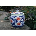 thumbnail image 4 of Blue and White Porcelain Decorative Cylindrical Temple Vase or Jar (Red and Blue), 4 of 7