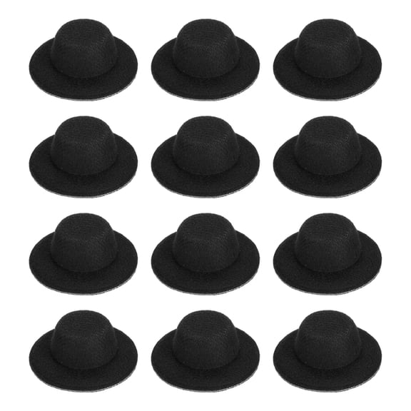 Uxcell 1.6 Inch Mini Formal Hats, 12 Pcs Miniature Doll Hats for Crafts, Black