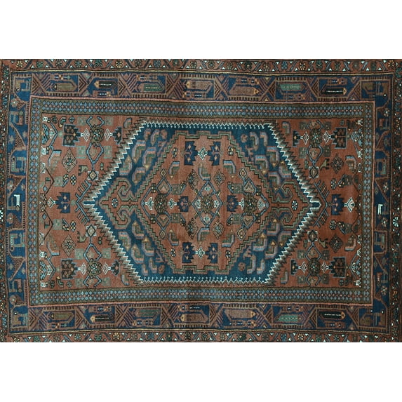 Ahgly Company Indoor Rectangle Persian Light Blue Traditional Area Rugs, 7' x 9'