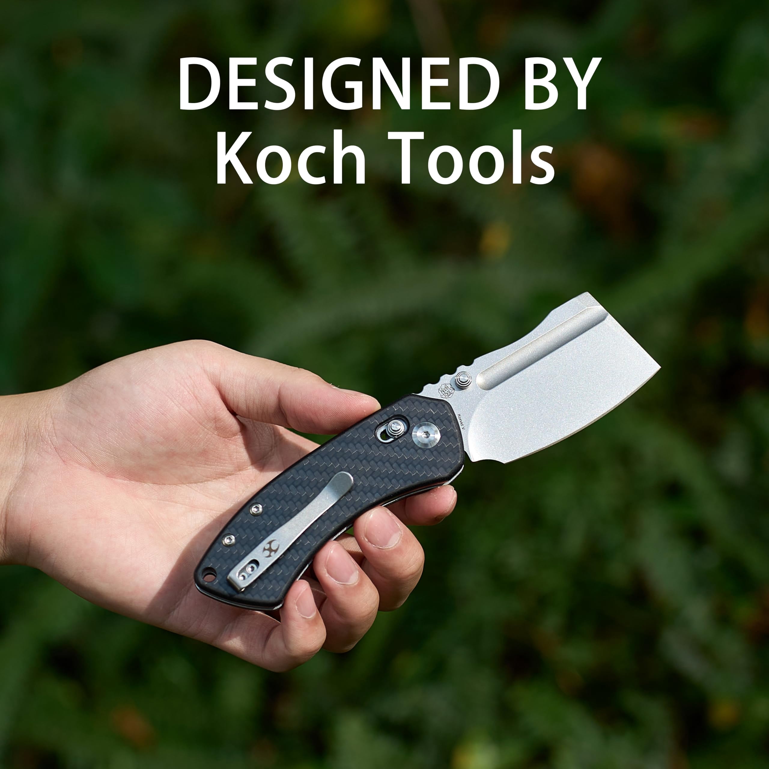 Kansept Korvid V Folding Pocket Knife 2.91" Stonewashed D2 Blade,Twill Carbon Fiber & G10,TE2030V7