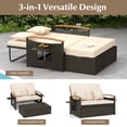 thumbnail image 6 of Costway Patio Rattan Daybed Set with Cushioned Loveseat & Storage Ottoman for Porch Beige + Mix Brown, 6 of 10