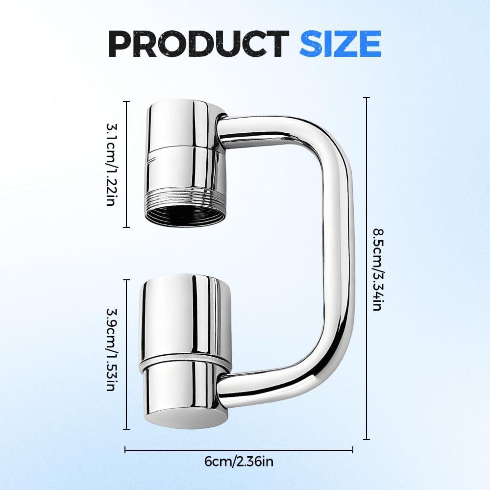 Rotatable Faucet Aerator Extension, 2026 New Universal Sink Faucet 1440° Rotatable Faucet Aerator Extension, U-Shaped Faucet Extender 360° Rotating Faucet Extender for Bathroom Sink/Kitchen 2Pcs