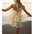 thumbnail image 3 of Women Summer Tulle Dress Puffy Layered Ruffle Short Tube Dress Strapless Off-should Beach Party Dress, 3 of 5
