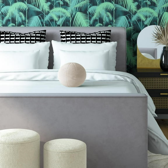 TOV Furniture Boba 14" Cream Round Velvet Accent Pillow