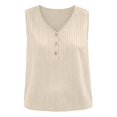 thumbnail image 7 of Hearthz Women's Striped V Neck Women Sleeveless Tops 3 Buttons Henley Curved Hem Womens Tank Tops Lightweight Textured Vest, 7 of 7